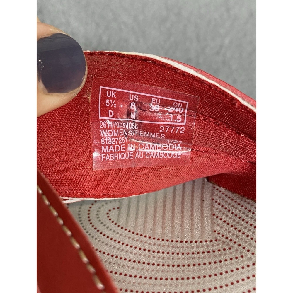 Clark's Cloud Steppers Women's Size 8M Cushioned Soft Flip Flops Red/ Gray - Picture 4 of 7
